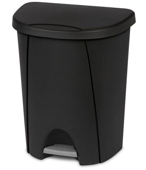 Plastic D-Shaped Step Garbage Can, Black, 25-L Z5N7 - product image 3