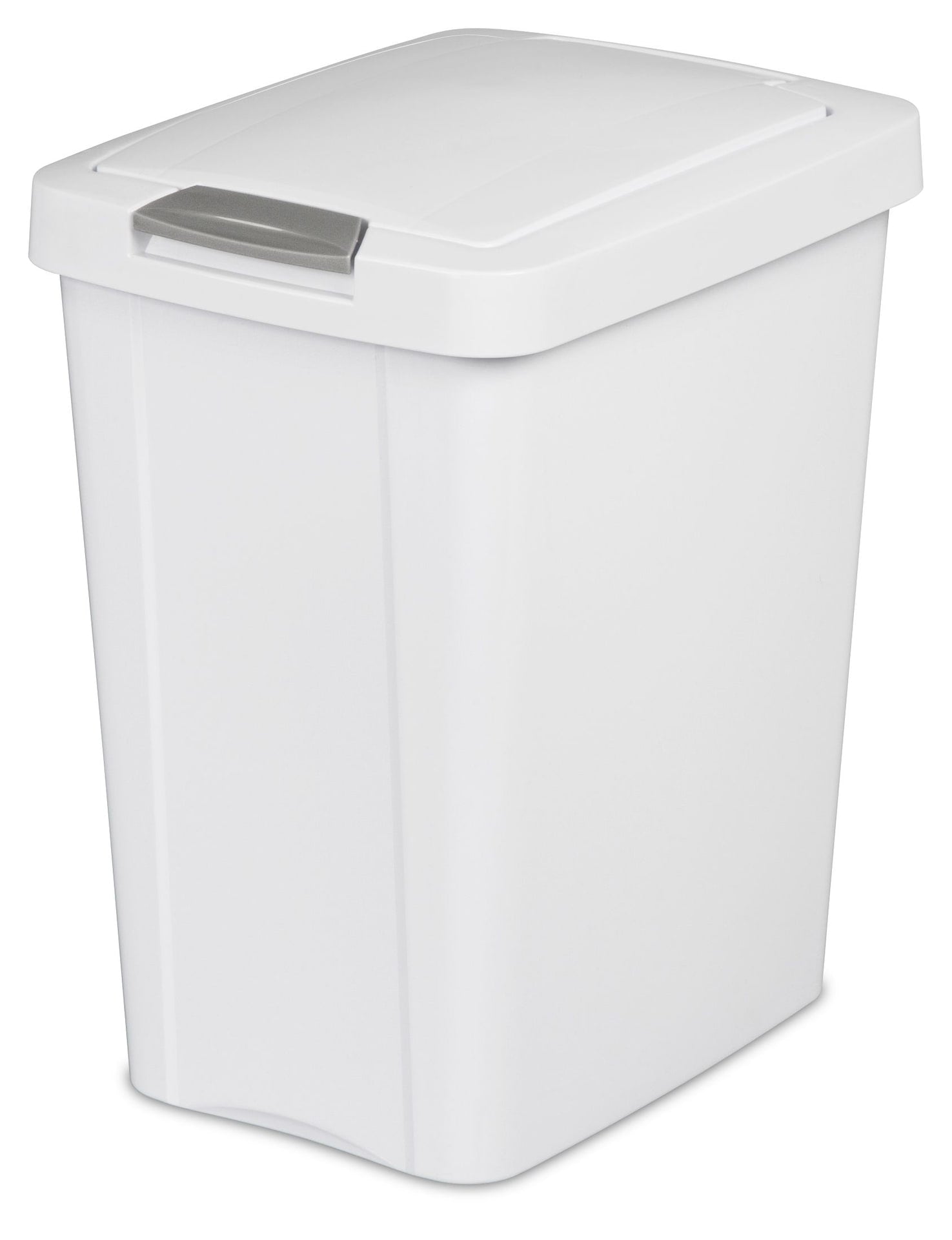 Plastic Rectangular Springloaded Touch Top Garbage Can, White, 28-L C0E0 - product image 1