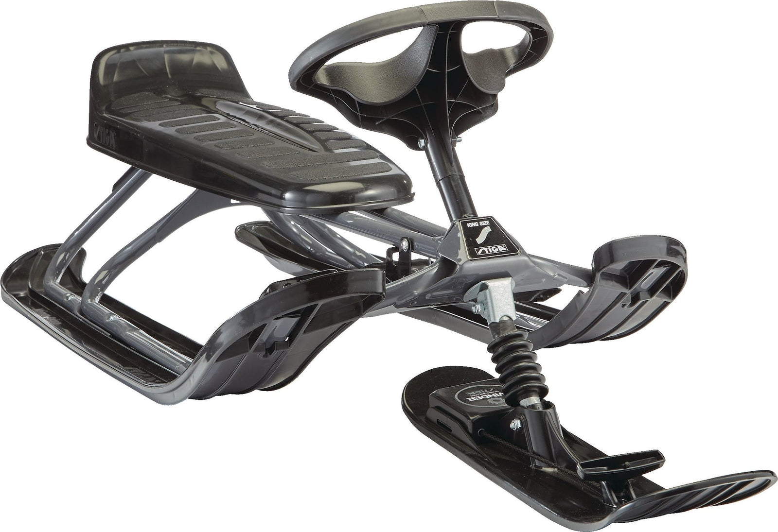 GT King Size Kids' 2-Person Winter Snow Racer Sled with Steering Wheel & Brakes, Grey Z8O0 - product image 1