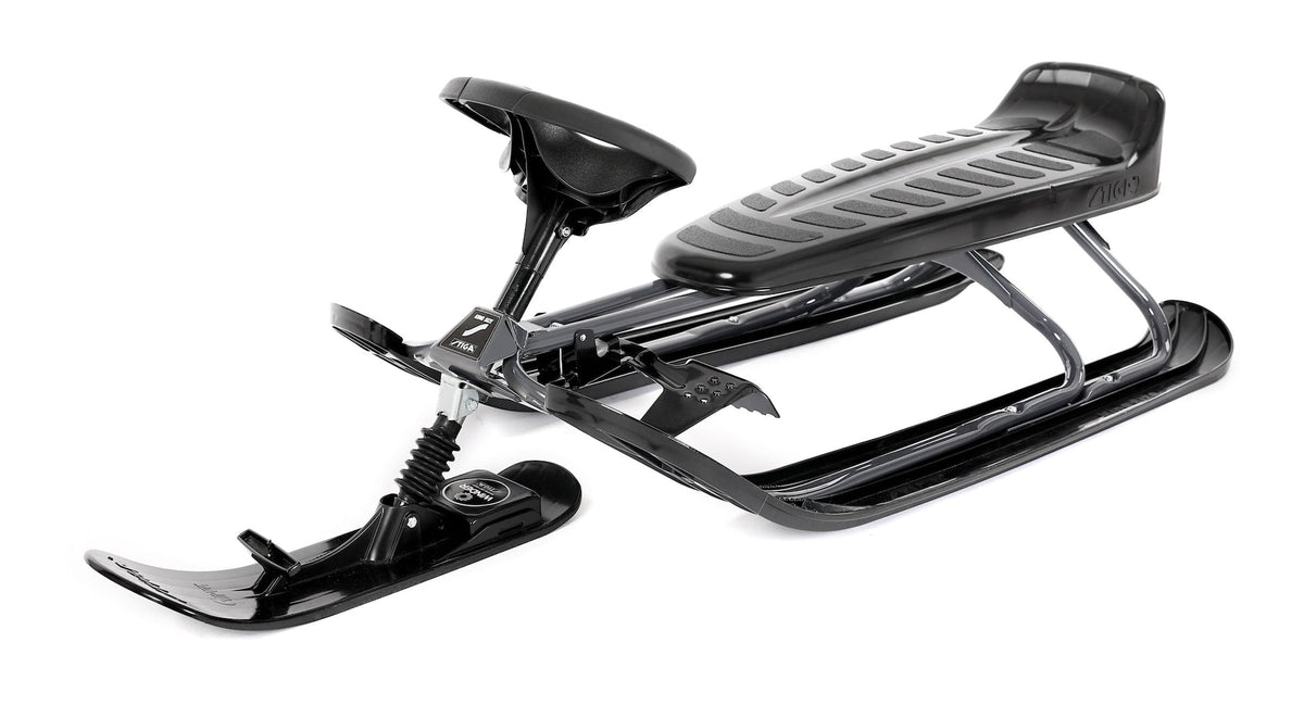 GT King Size Kids' 2-Person Winter Snow Racer Sled with Steering Wheel & Brakes, Grey Z8O0 - product image 4