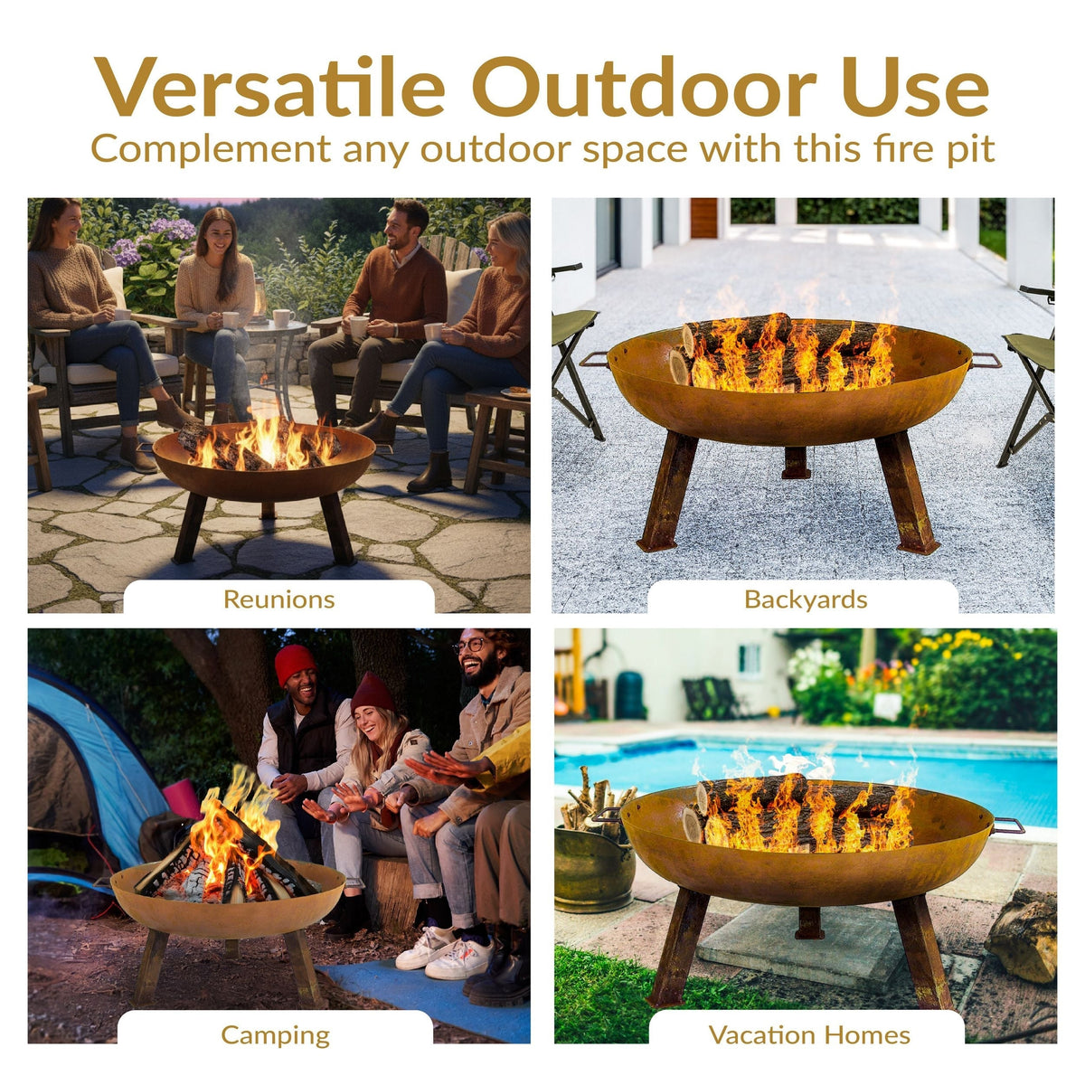 Decor Rustic Cast Iron Fire Bowl, 30-in C9E7 - product image 3
