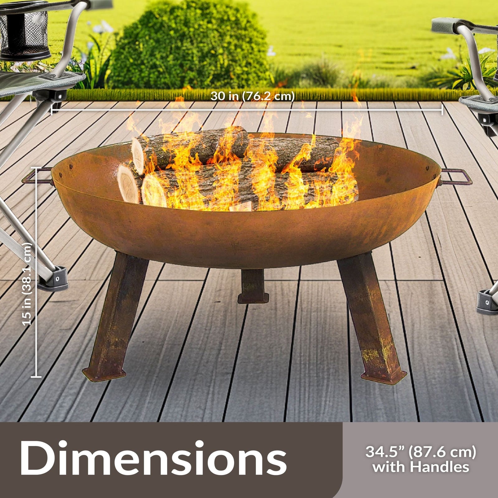 Decor Rustic Cast Iron Fire Bowl, 30-in C9E7 - product image 7