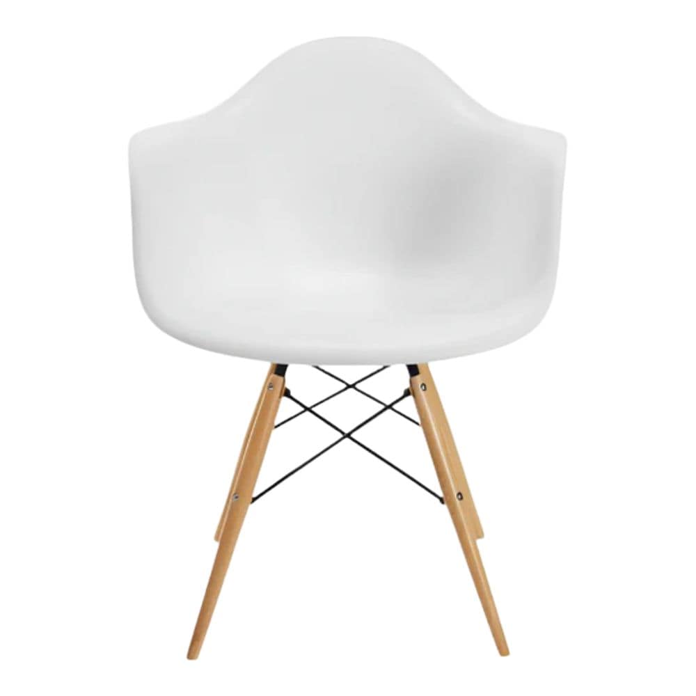 Me Home White Plastic Bucket Armchair with Wood Legs B6G3 - product image 1