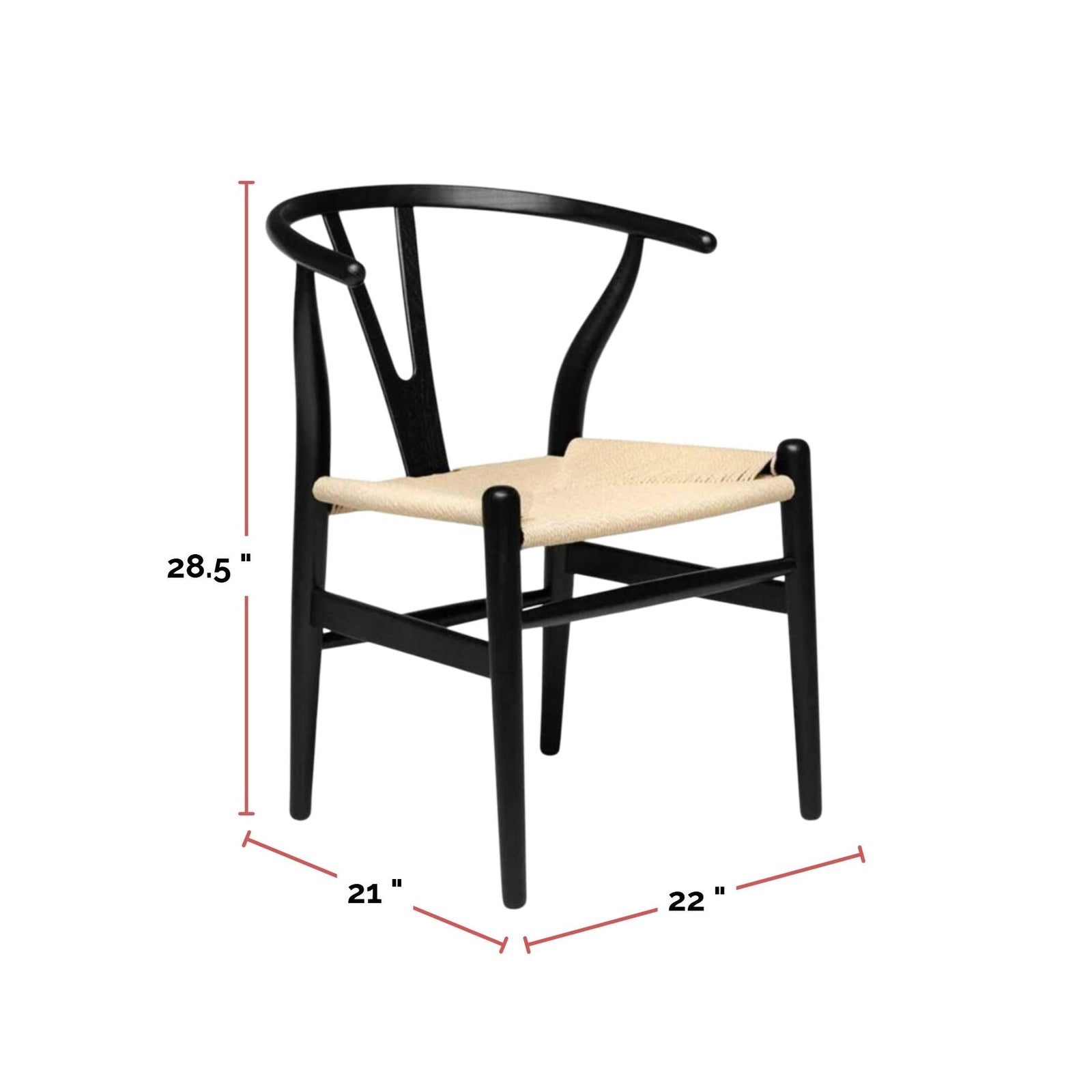 Me Home Wishbone Wood Dining Chair with Woven Seat, Black R1V9 - product image 3
