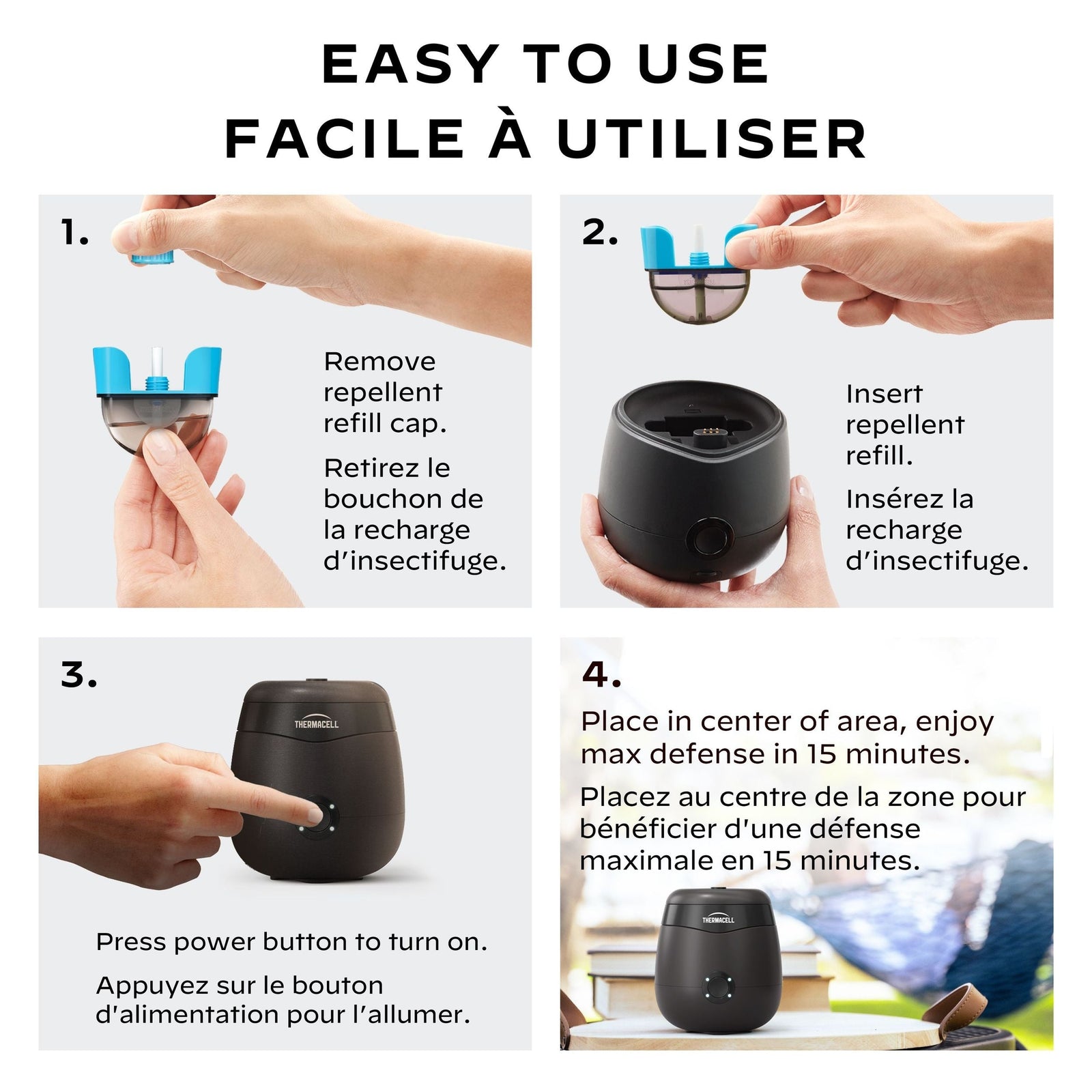 E-ZoneGuard Patio Rechargeable Mosquito Repeller with 12-Hr Refill and 5.5-Hr Battery, Charcoal L3V0 - product image 4