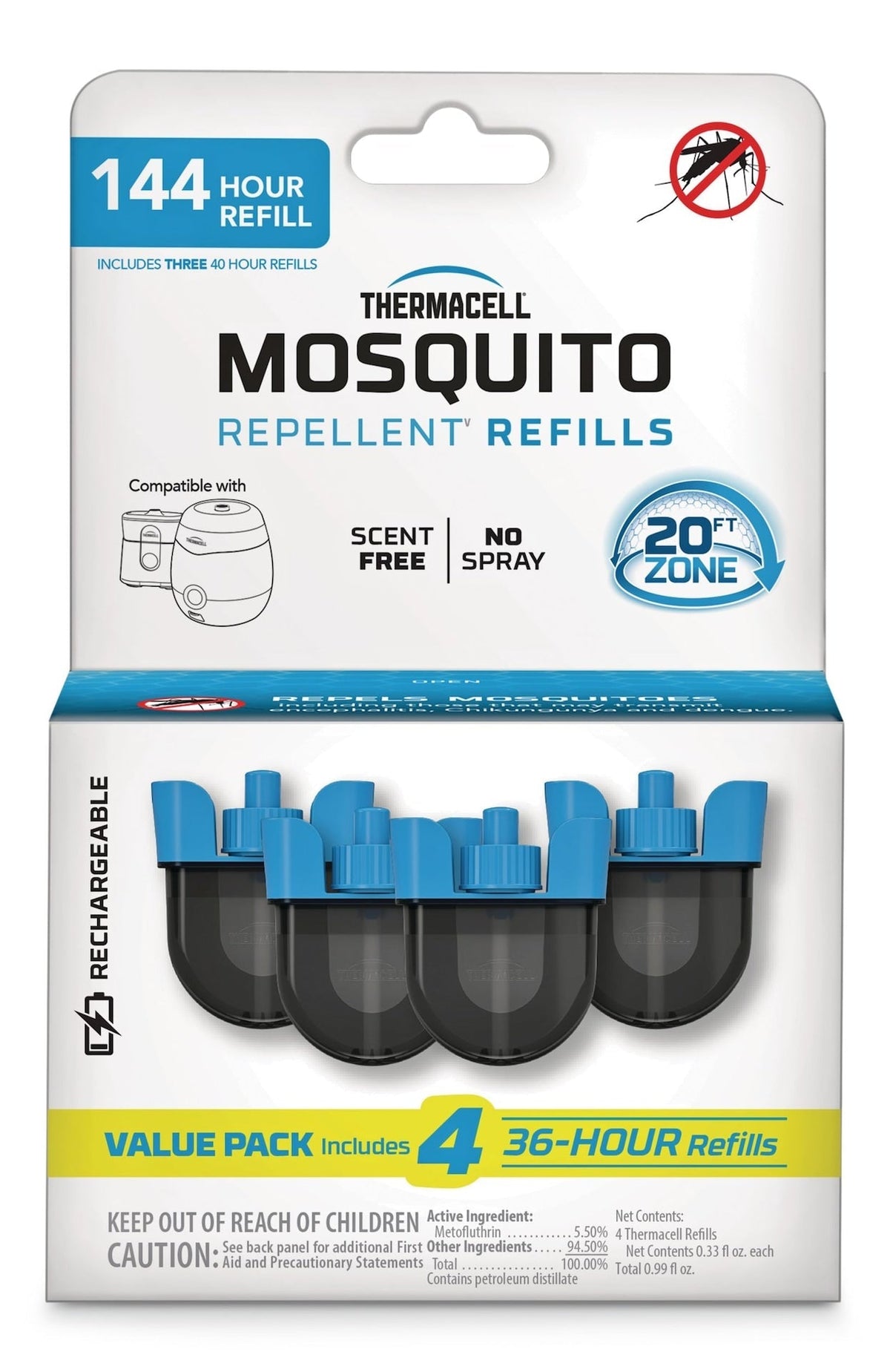 E-ZoneGuard Rechargeable Mosquito Repellent Refill 144-Hour Pack N3E7 - product image 1
