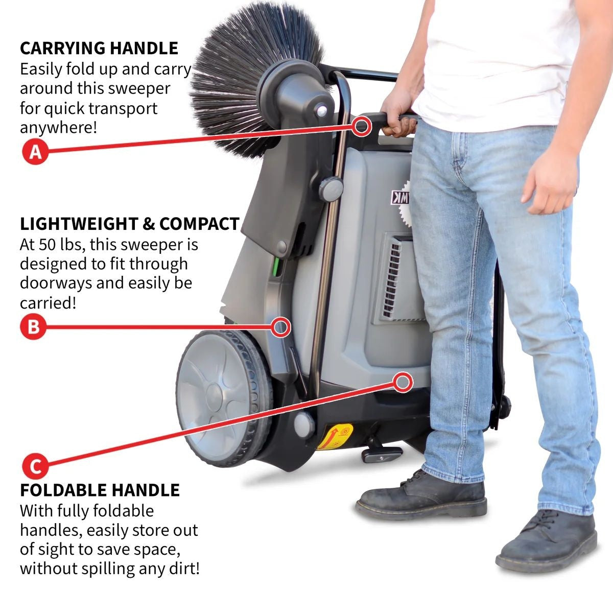 Commercial Push Sweeper & Hard Floor Cleaner, 38-in V0U8 - product image 2