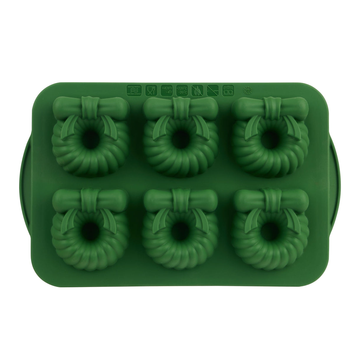 Green Steel/Silicone Wreath Cake Pan, 6-pk M6T4 - product image 1