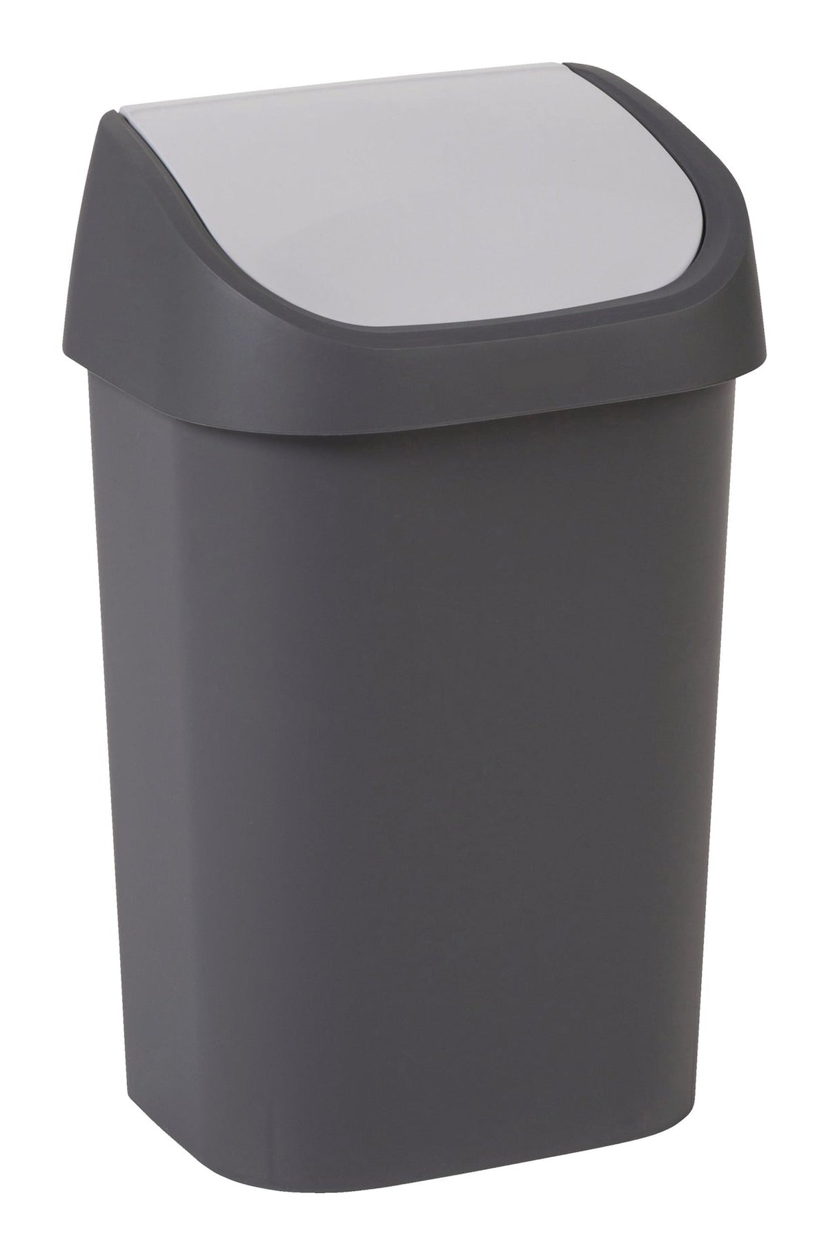 type A Plastic Swing-Top Garbage Bin, Black/Grey, 25-L K3F8 - product image 1
