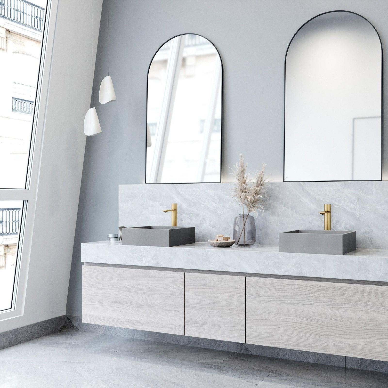 Alhambra Gothic Concreto Stone 15x15-in Deep Grey Bathroom Sink/Basin with Square Vessel Y1V6 - product image 8