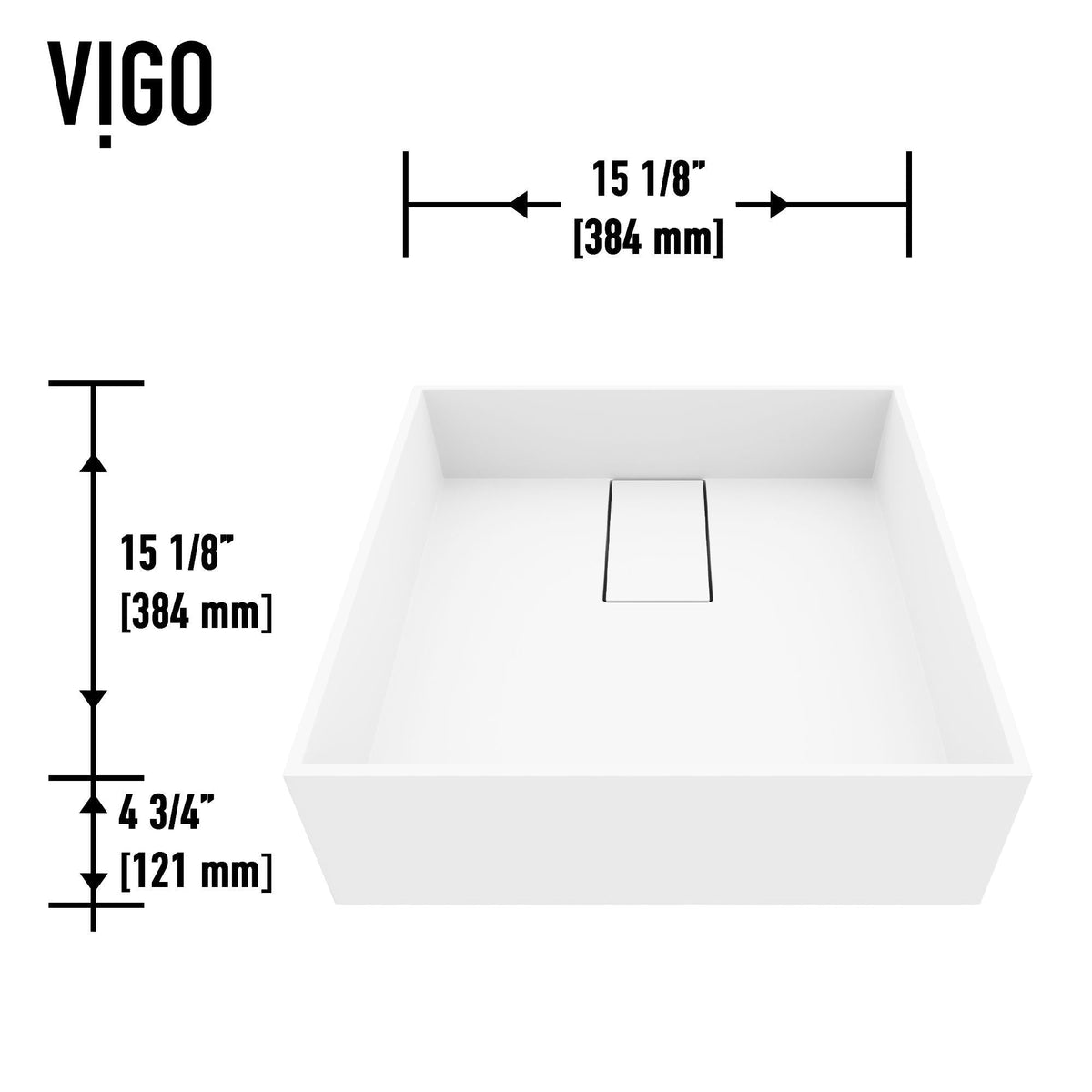 Bryant MatteStone 15x15-in Deep White Bathroom Sink/Basin with Square Vessel H6O4 - product image 4