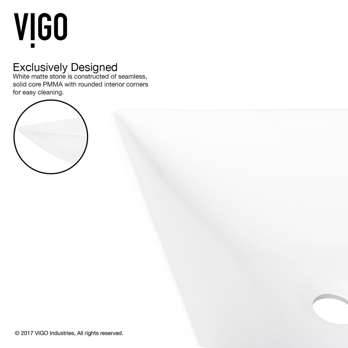 Hibiscus MatteStone White Bathroom Sink/Basin Set with Niko Faucet and Square Composite Vessel V9Q8 - product image 3
