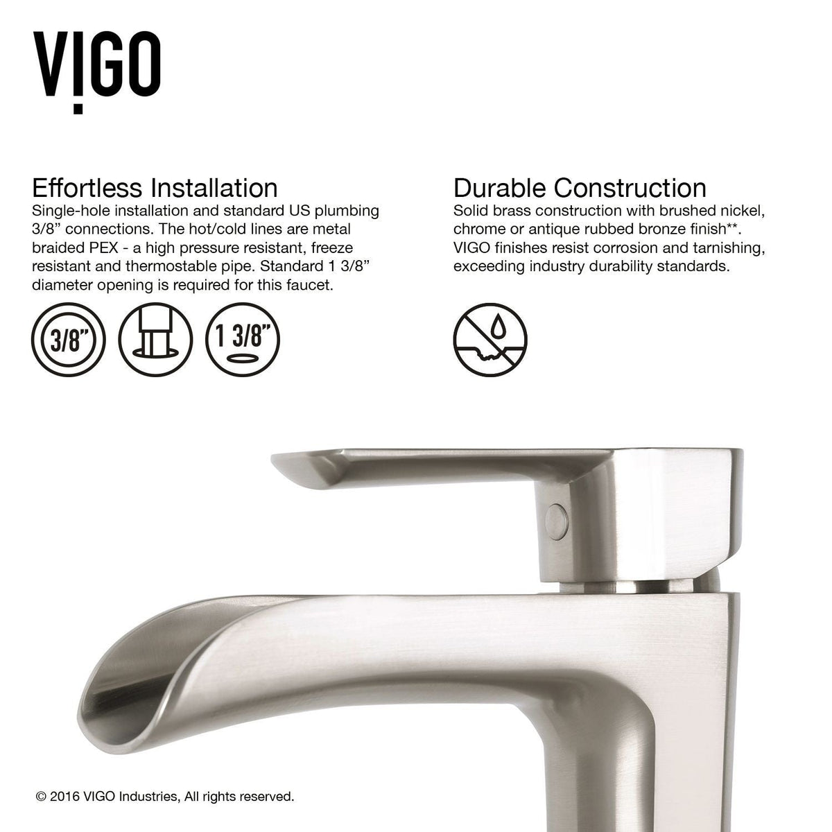 Hibiscus MatteStone White Bathroom Sink/Basin Set with Niko Faucet and Square Composite Vessel V9Q8 - product image 6