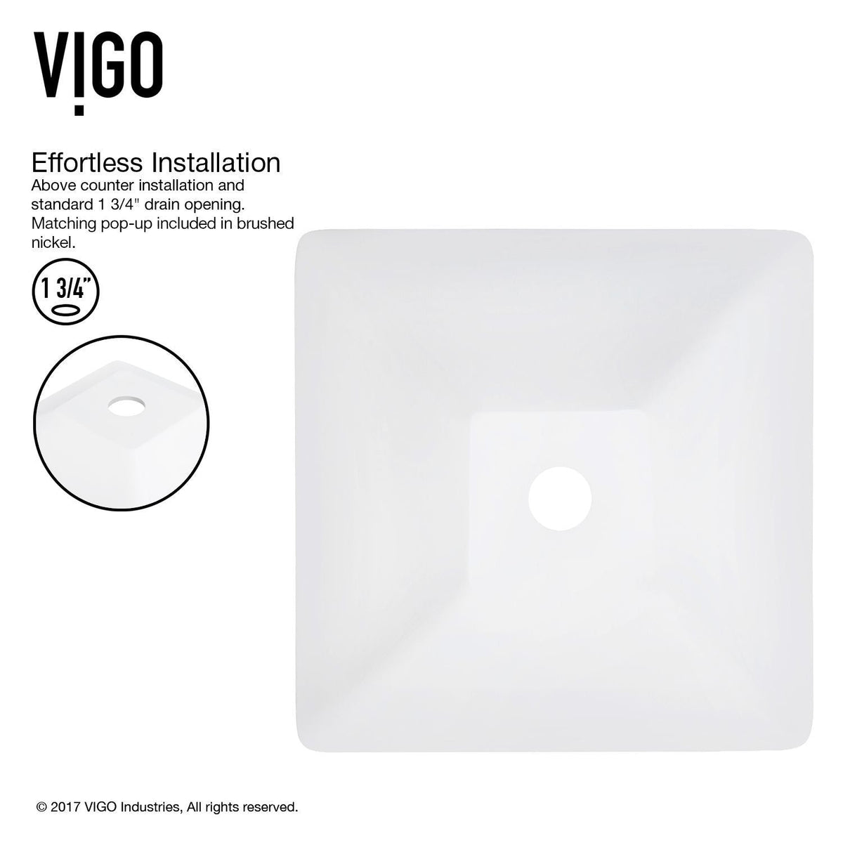 Hibiscus MatteStone White Bathroom Sink/Basin Set with Niko Faucet and Square Composite Vessel V9Q8 - product image 7
