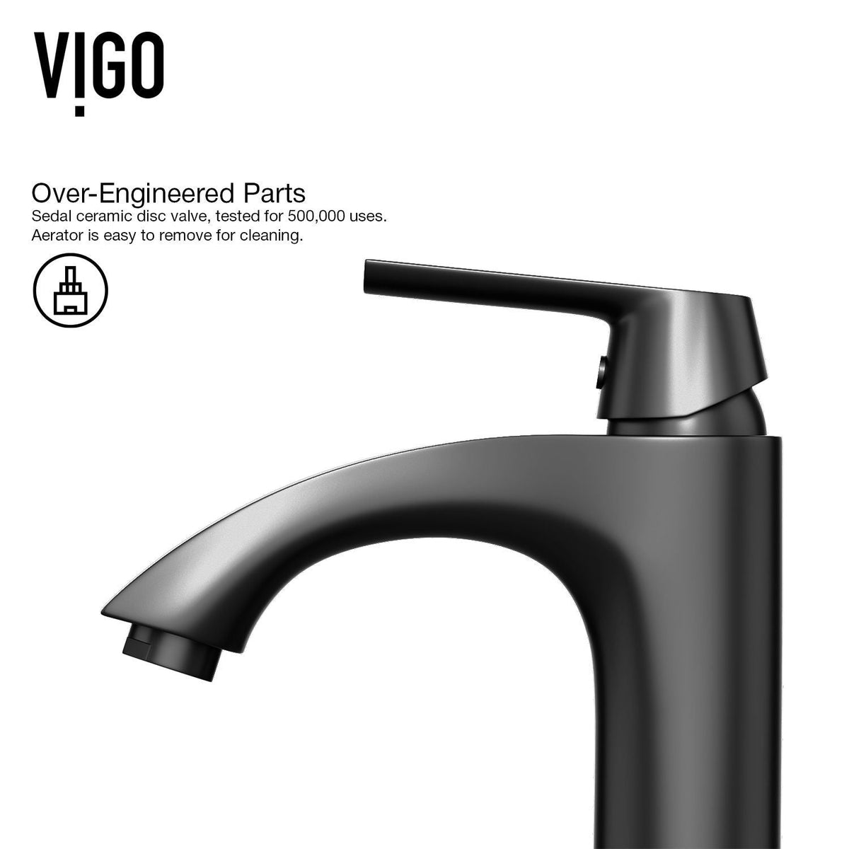 Linus Single Handle Vessel Single Hole Bathroom Sink Faucet, Matte Black W0U0 - product image 4