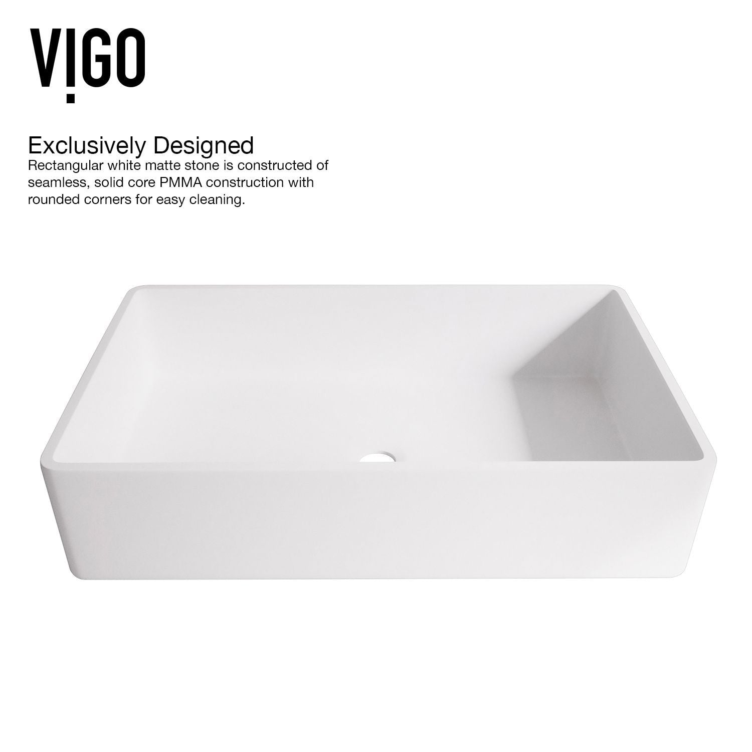 Magnolia MatteStone White Bathroom Sink/Basin Set with Lexington Faucet and Rectangular Composite Vessel R1E6 - product image 8