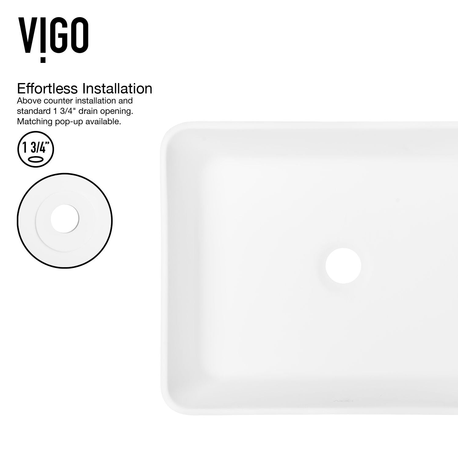 Marigold MatteStone Matte White Bathroom Sink/Basin Set with Sterling Faucet and Rectangular Composite Vessel A4G2 - product image 5