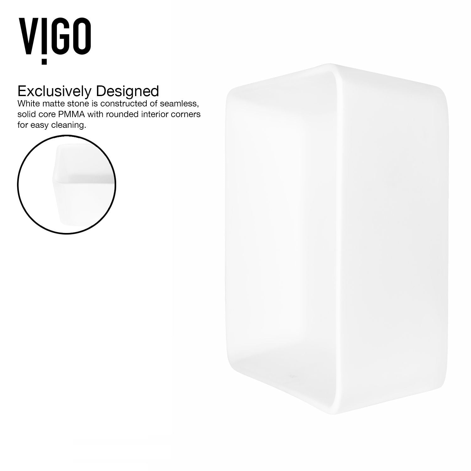 Marigold MatteStone Matte White Bathroom Sink/Basin Set with Sterling Faucet and Rectangular Composite Vessel A4G2 - product image 6