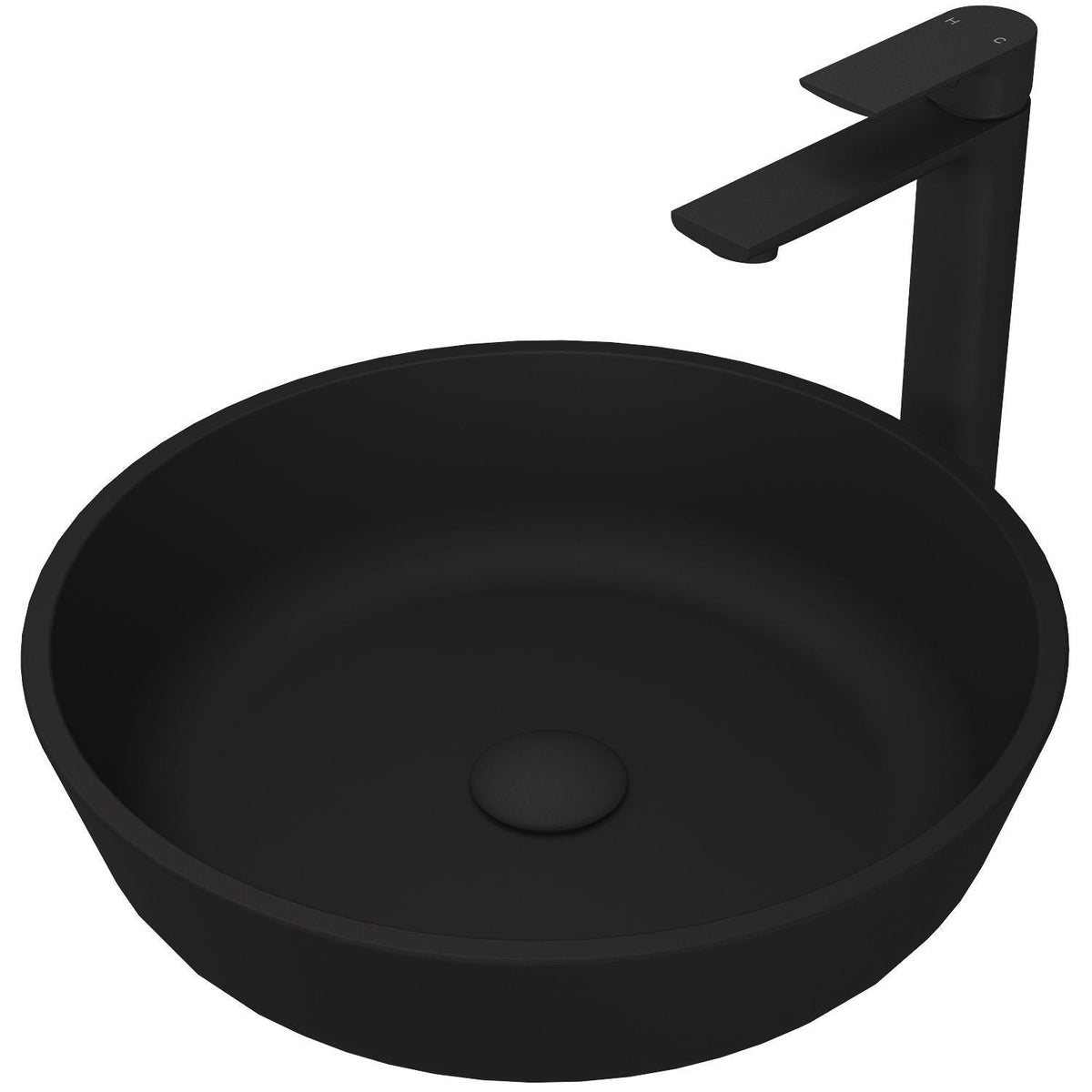 Modus MatteShell Matte Black Bathroom Sink/Basin Set with Norfolk Faucet and Round Glass Vessel F9Q5 - product image 1