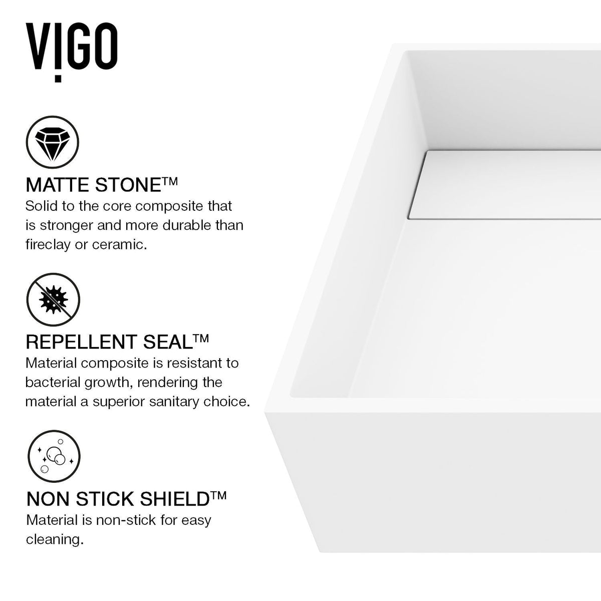 Montauk MatteStone 18x13-in Deep White Bathroom Sink/Basin with Rectangular Vessel H1J7 - product image 2