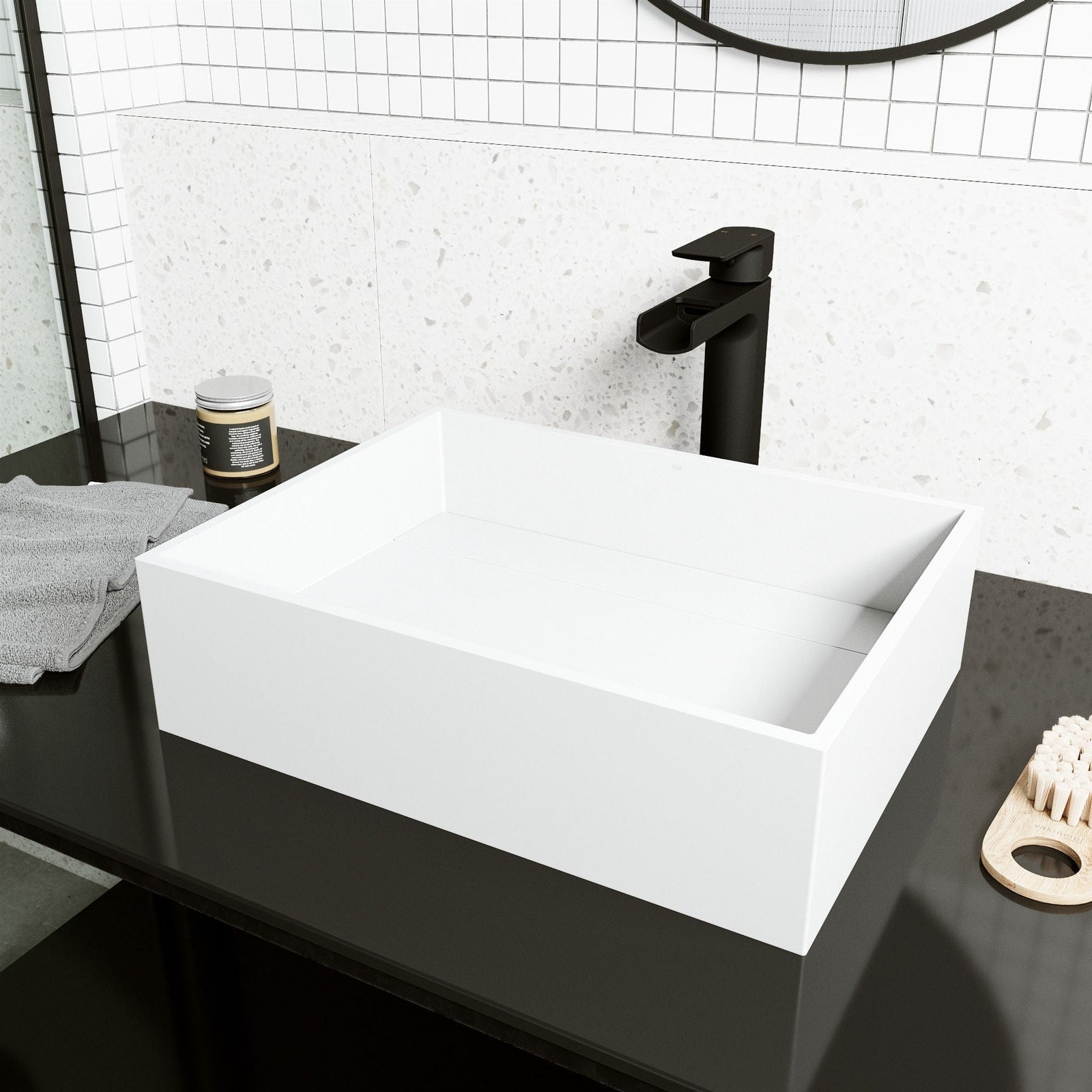 Montauk MatteStone 18x13-in Deep White Bathroom Sink/Basin with Rectangular Vessel H1J7 - product image 7