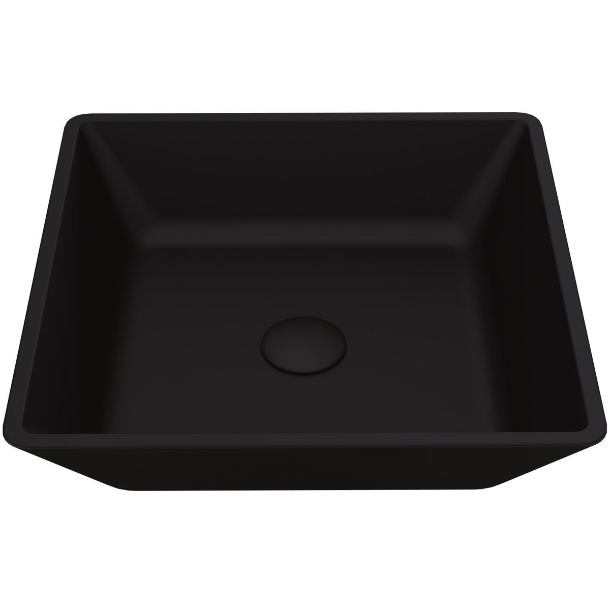 Roma Glass Square Vessel Bathroom Sink/Basin with Rounded Edges & Deep Bowl, Black X6O4 - product image 1