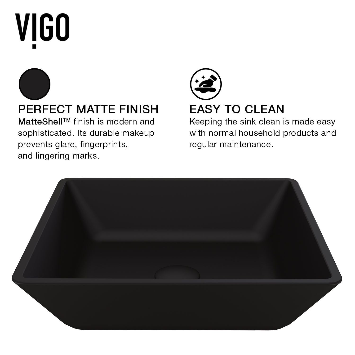 Roma Glass Square Vessel Bathroom Sink/Basin with Rounded Edges & Deep Bowl, Black X6O4 - product image 3