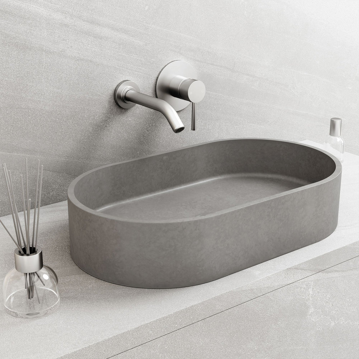 Sagrada Gothic ConcretoStone 24x14-in Deep Grey Bathroom Sink/Basin with Rectangular Vessel X8K9 - product image 6