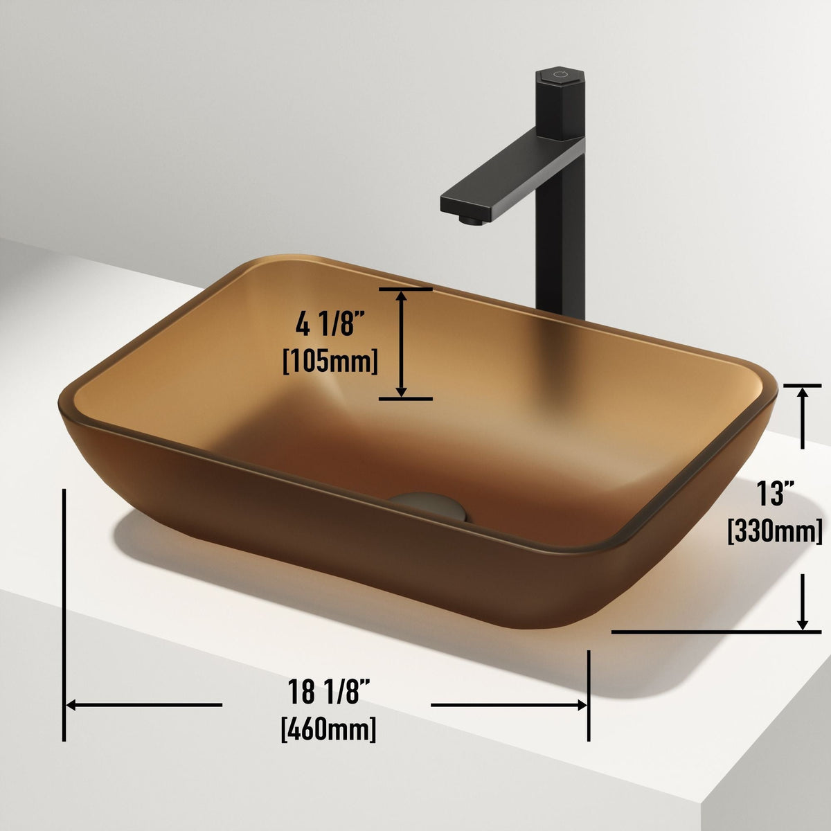 Sottile MatteShell Amber Bathroom Sink/Basin Set with Gotham Faucet and Glass Vessel M7Q6 - product image 3