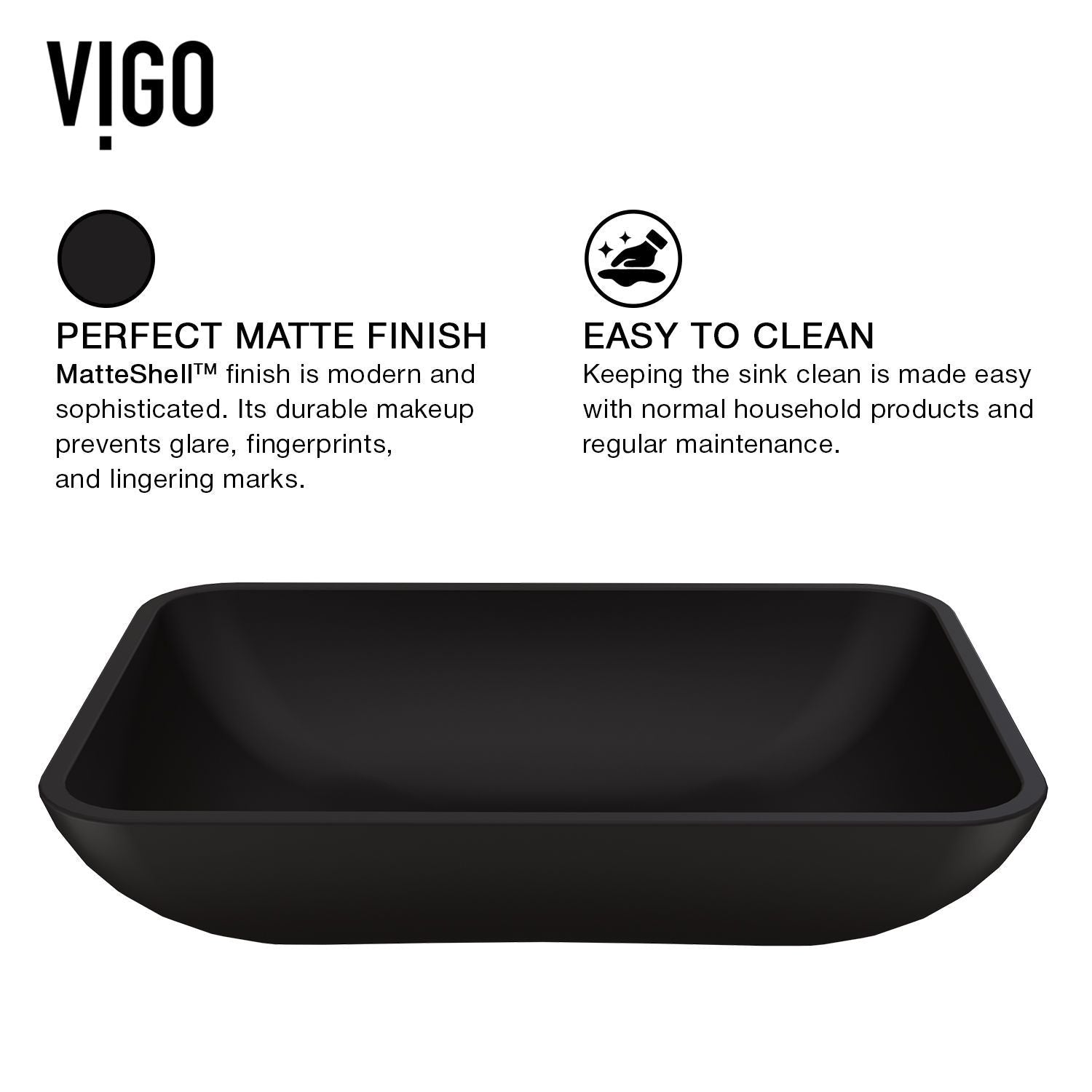 Sottile MatteShell Matte Black Bathroom Sink/Basin Set with Sterling Faucet and Glass Rectangular Vessel T2P9 - product image 4