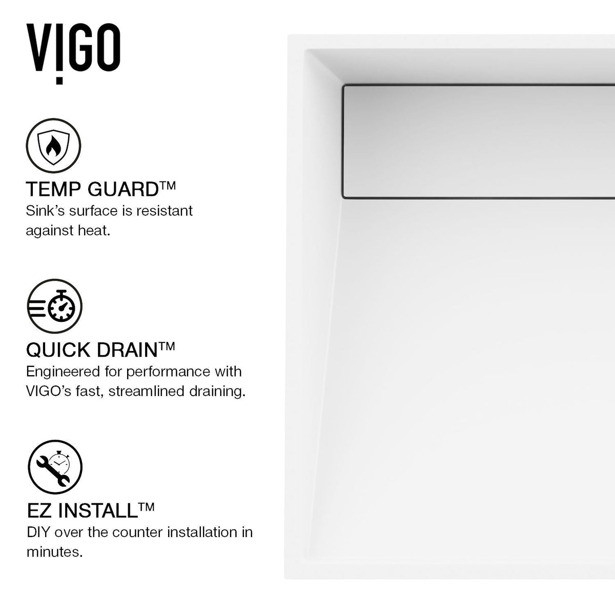 Starr Glass MatteStone White Bathroom Sink/Basin Set with Gotham Faucet and Rectangular Composite Vessel W5T8 - product image 5