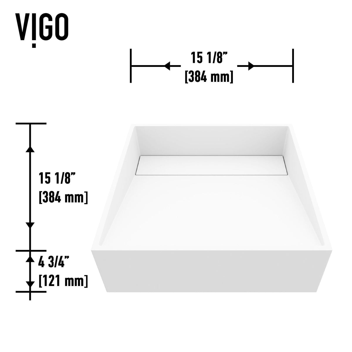 Starr Modern MatteStone 15x15-in Deep White Bathroom Sink/Basin with Square Vessel B4Z2 - product image 3