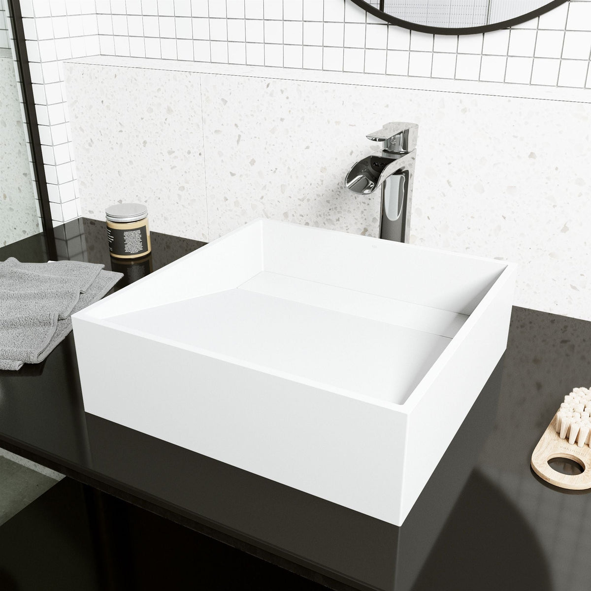 Starr Modern MatteStone 15x15-in Deep White Bathroom Sink/Basin with Square Vessel B4Z2 - product image 7