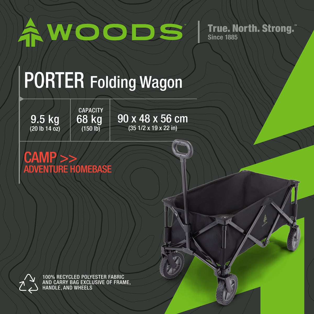 Outdoor Collapsible Folding Utility Standard Wagon & Carry Bag, 150 lb Capacity, Black C3V1 - product image 3
