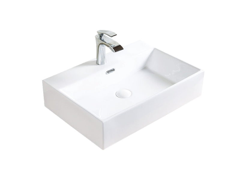 Bath Raylee Ceramic Vessel Bathroom Sink/Basin with Overflow, Glossy White W9D6