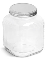 Cracker Jar, with Silver Lid, 1-Gal, Clear & Durable Glass P7Y8 - product image 1