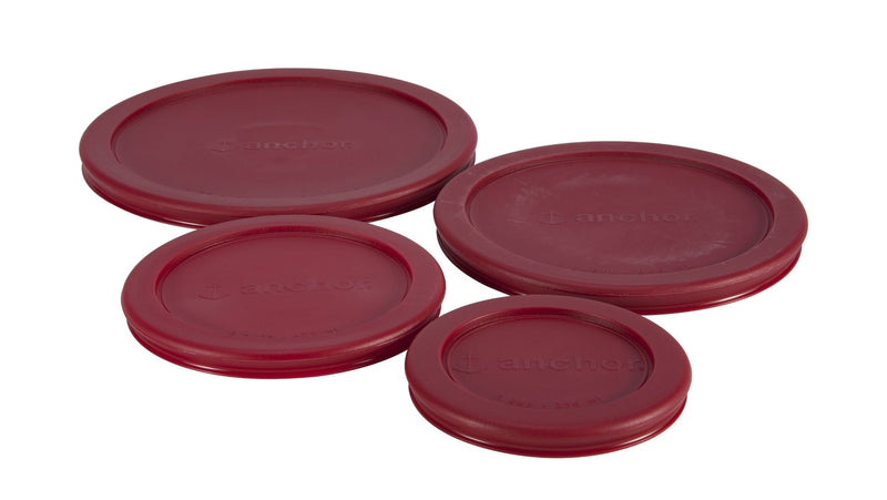 Plastic Lid Set, Red, Assorted Sizes, 4-pc J3G7