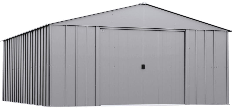 Classic 14x17-ft Flute Grey Corrosion-Resistant Metal Shed B6F3
