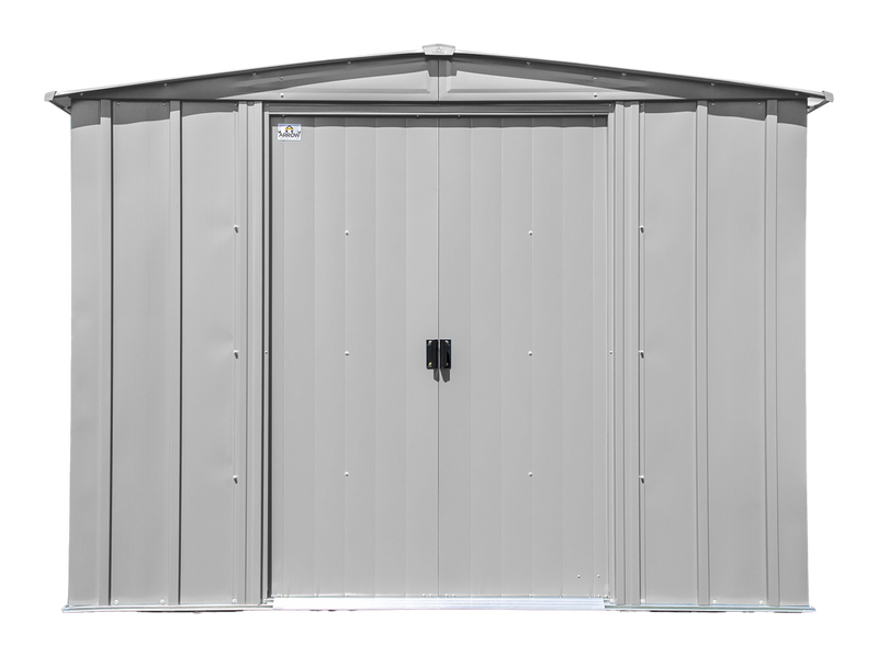 Classic 8x6-ft Flute Grey Galvanized Steel Storage Shed with Pitched Roof P1C2