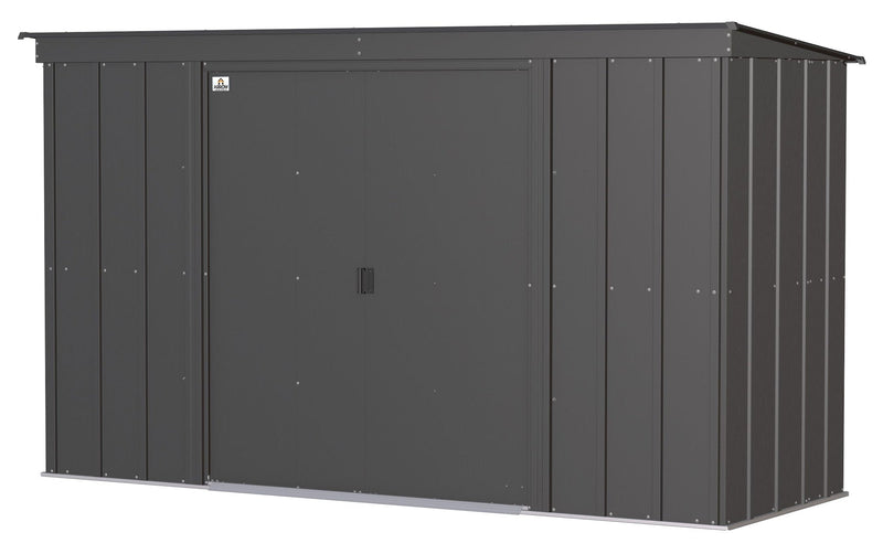 Classic Galvanized Steel Storage Shed, Charcoal, 10-ft x 4-ft X5T5