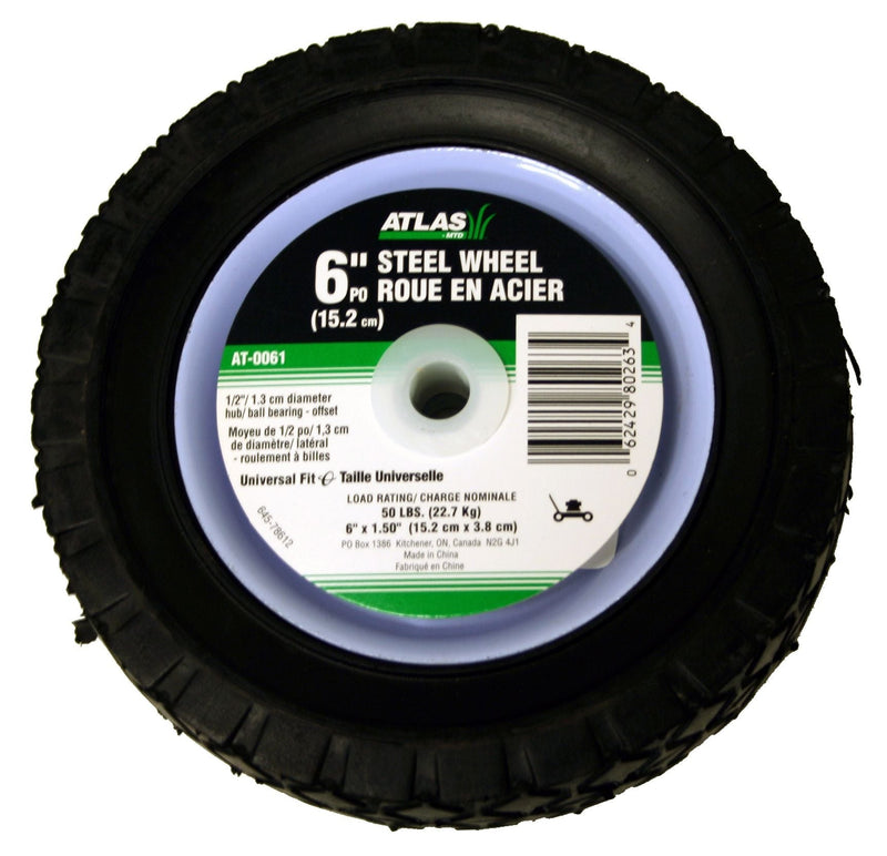 Steel Lawn Mower Wheel with Ball Bearings, 6-in x 1.5-in W9D0