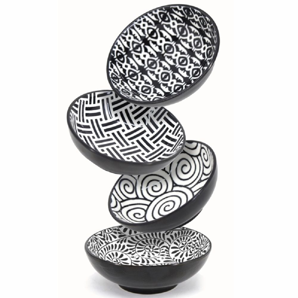 Black & White Patterned Mini Bowls Set, 8-cm, 4-pc F3X6 - product image 1