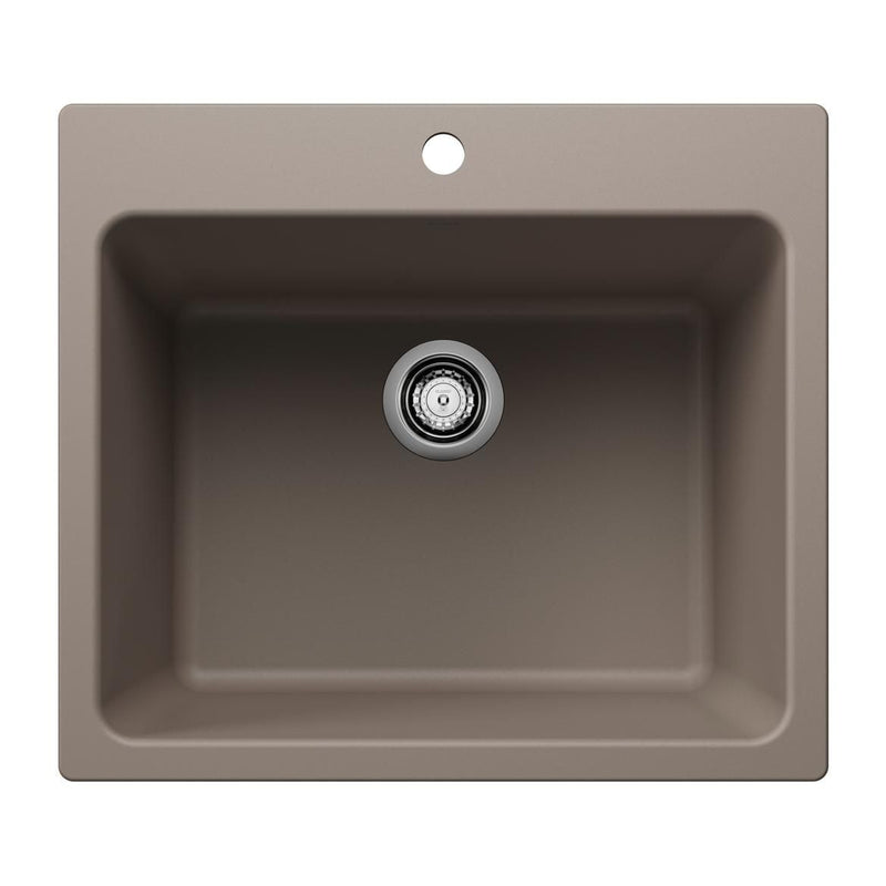 Liven SILGRANIT 25-in Single Bowl Dual Mount Laundry Sink, Truffle L5Z3