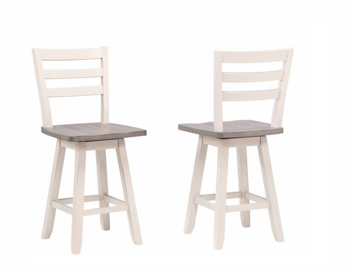 Alice Grey/White Swivel Counter/Bar Stool with Back Rest, 2-pc E9Y3 - product image 1