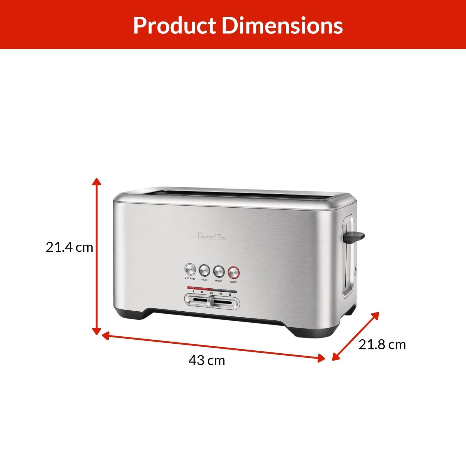 ‘A Bit More’ 4-Slice Toaster, Brushed Stainless Steel F8X6 - product image 5