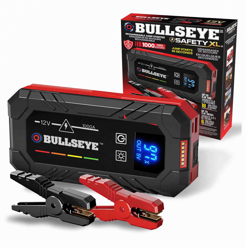 Safety XL 1000A 12V Car Jump Starter, Portable Booster with Jumper Cables, 6.0-L Gas & 3.0-L Diesel, 1800mAh Rechargeable Q7C4