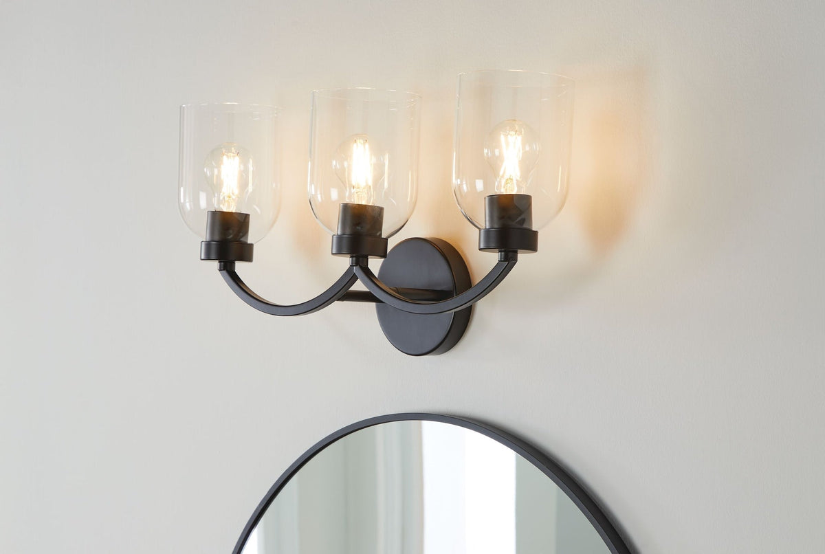 Bentbrook 3-Light Vanity with Glass Shade, Black A1F5 - product image 4