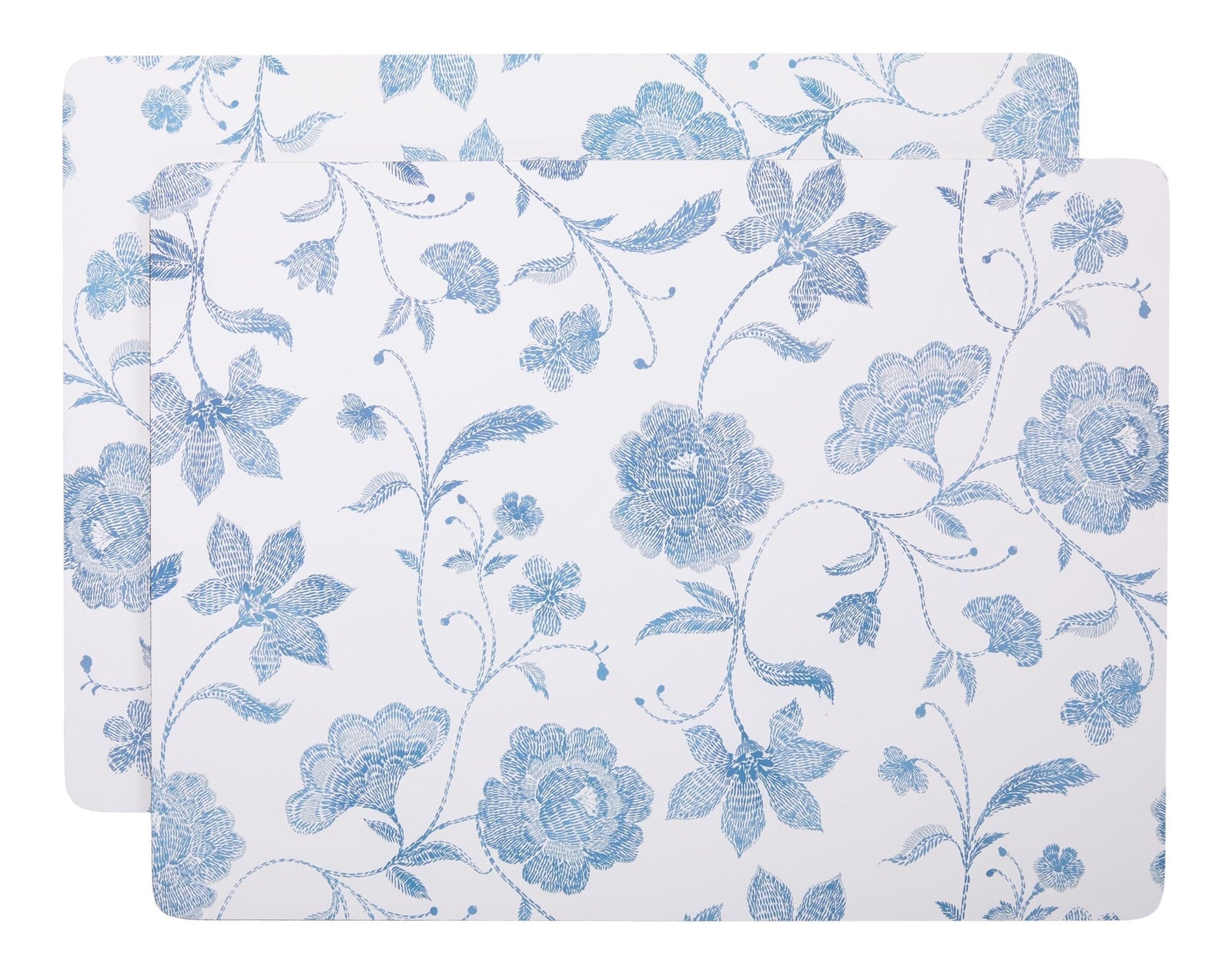 Blue Floral Rectangle Cork Placemat Set, Multi-Coloured, 11-in x 15-in, 2-pk Y3K7 - product image 1