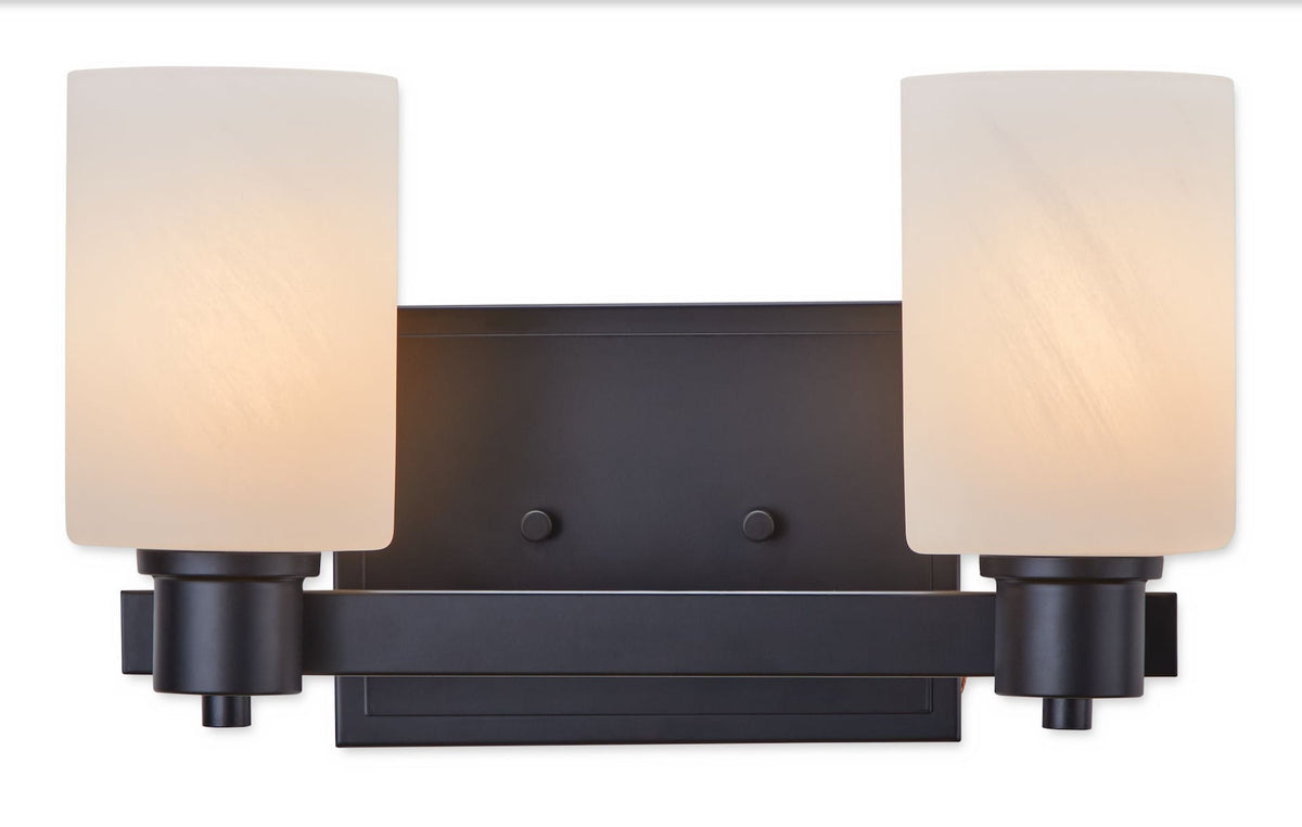 Cambray 2-Light Alabaster Shade Vanity Light, Black E9Q0 - product image 1