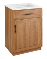 Danville Single Door Single Sink Stone Top Bathroom Vanity, Honey Oak, 24-in R1M8 - product image 1